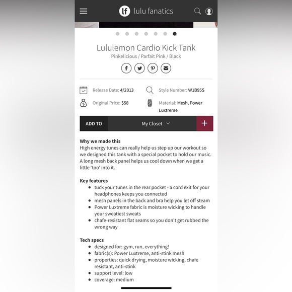 Women’s size 2 lululemon Cardio Kick tank - Picture 6 of 8